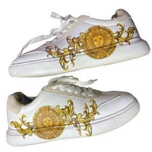 Versace Jeans Couture Kids Stargaze Sneakers White Gold Baroque - Size US 3